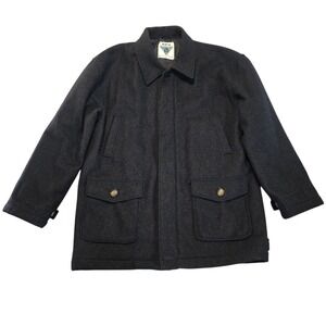 Geo Collection‎ Mens Charcoal Wool Blend Coat L Heavy Winter Professional Classy